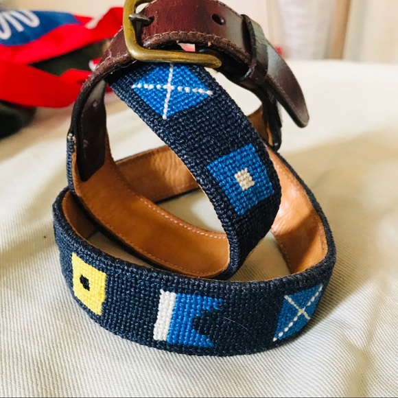Other - NAUTICAL FLAG NEEDLEPOINT LEATHER TRIM BELT 36